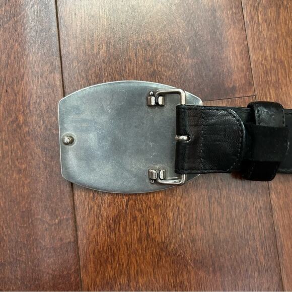 Streets Abound Black Belt with Silver Circle Textured Buckle Made in USA Size 34 - Picture 11 of 14